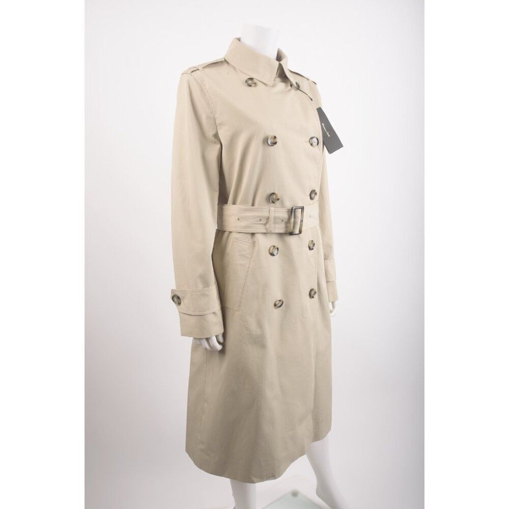 Massimo Dutti Womans Trench Coat Jacket Size S Small Beige Belted 6723/901 NWT - Picture 2 of 6